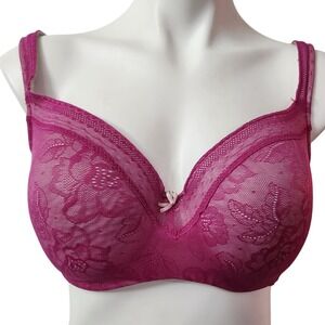 Cacique‎ lightly lined pink lace bra 38DD EUC